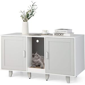 Gymax - Cat Litter Box Enclosure Hidden Cat Washroom w/ 2 Doors Grey - Gray Gymax - Cat Litter Box Enclosure Hidden Cat Washroom w/ 2 Doors Grey - Gray