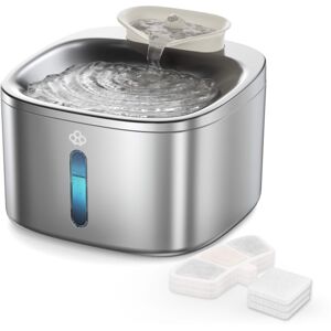 Oneisall - 3.5L 118oz Automatic Pet Water Fountain Quiet Dog Cat Fountain Food Grade Stainless Steel with 3 Filters - Silver Oneisall - 3.5L 118oz Automatic Pet Water Fountain Quiet Dog Cat Fountain Food Grade Stainless Steel with 3 Filters - Silver