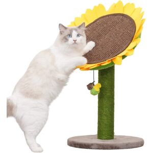 Catry - Sunflower 26" Cat Scratching Post with Replaceable Parts, Washable Beds - Green Catry - Sunflower 26" Cat Scratching Post with Replaceable Parts, Washable Beds - Green