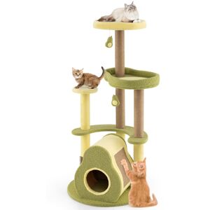 Gymax - Avocado Cat Tree Multi-level Cat Tower w/ Private Condo Cat Self-grooming Brush - GYM16220 Gymax - Avocado Cat Tree Multi-level Cat Tower w/ Private Condo Cat Self-grooming Brush - GYM16220