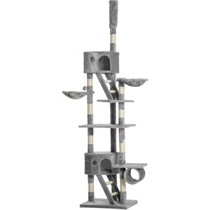 Pawhut - Floor to Ceiling Cat Tree, 94.5"-102.5" Adjustable, Scratching Posts, Condos, Hammocks, Platforms, Balls - Light Gray Pawhut - Floor to Ceiling Cat Tree, 94.5"-102.5" Adjustable, Scratching Posts, Condos, Hammocks, Platforms, Balls - Light Gray
