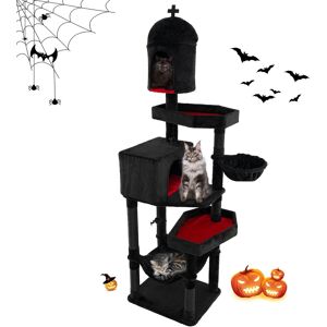 Costway - Gothic Cat Tree w/ Sisal Covered Scratching Posts Stylish Cat Furniture for Indoor Cats - Black,Red Costway - Gothic Cat Tree w/ Sisal Covered Scratching Posts Stylish Cat Furniture for Indoor Cats - Black,Red