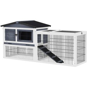 Pawhut - Level 59" Outdoor Rabbit Hutch with Openable Top Pawhut - Level 59" Outdoor Rabbit Hutch with Openable Top