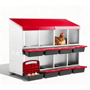 Winado - Chicken Nesting Boxes, 8 Hole Metal Egg Laying Boxes for Garden Chicken Coop Outdoor - Red Winado - Chicken Nesting Boxes, 8 Hole Metal Egg Laying Boxes for Garden Chicken Coop Outdoor - Red