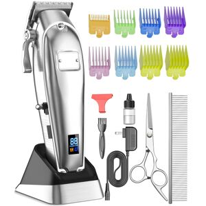 Oneisall - Professional Dog Grooming Clippers for Thick Coats 5 Hours Use Low Noise with Metal Blade Stainless Steel 2 Speed Oneisall - Professional Dog Grooming Clippers for Thick Coats 5 Hours Use Low Noise with Metal Blade Stainless Steel 2 Speed