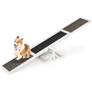 Gymax - Wooden Dog Agility Seesaw Dog Exercise & Play Set Outdoor Run Game Toy - White Gymax - Wooden Dog Agility Seesaw Dog Exercise & Play Set Outdoor Run Game Toy - White