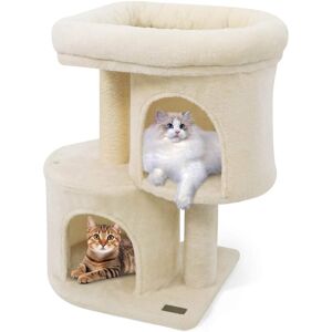 Costway - 26" Small Cat Tree with Large Padded Plush Perch, 2 Condos, Sisal Scratching Posts Costway - 26" Small Cat Tree with Large Padded Plush Perch, 2 Condos, Sisal Scratching Posts