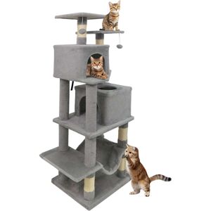 Gymax - 57'' Cat Tree for Indoor Cats w/ Dual Condos Hammock Sisal Scratching Posts Gymax - 57'' Cat Tree for Indoor Cats w/ Dual Condos Hammock Sisal Scratching Posts