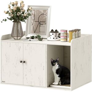 Pawhut - Cat Litter Box Enclosure, 32" Hidden Litter Box Furniture, Pet Entrance, Indoor Cat House, Side End Table - White Pawhut - Cat Litter Box Enclosure, 32" Hidden Litter Box Furniture, Pet Entrance, Indoor Cat House, Side End Table - White