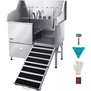 VEVOR - Stainless Steel Dog Washing Station, 50 inch Pet Grooming Tub w/ Ramp, Faucet & Showerhead VEVOR - Stainless Steel Dog Washing Station, 50 inch Pet Grooming Tub w/ Ramp, Faucet & Showerhead