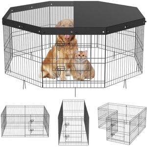 VEVOR - Dog Playpen,8 Panels Foldable Metal Dog Exercise Pen with Top Cover,24"H Pet Fence Puppy Crate Kennel with Ground Stakes VEVOR - Dog Playpen,8 Panels Foldable Metal Dog Exercise Pen with Top Cover,24"H Pet Fence Puppy Crate Kennel with Ground Stakes