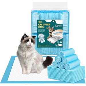 Ownpets - 50Pcs 6-Layer Super Absorbent Cat Litter Mat Leak-Proof - Blue White Ownpets - 50Pcs 6-Layer Super Absorbent Cat Litter Mat Leak-Proof - Blue White