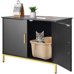 VEVOR - Cat Litter Box Enclosure Furniture, 27.6 in Hidden Litter Box Cabinet with Metal Legs & Handle, Cat Washroom House - Black VEVOR - Cat Litter Box Enclosure Furniture, 27.6 in Hidden Litter Box Cabinet with Metal Legs & Handle, Cat Washroom House - Black