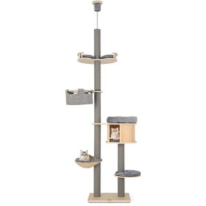 Gymax - 6-tier Floor-to-Ceiling Cat Tree w/ Cat Condo Hammock Scratching Posts Platform Gymax - 6-tier Floor-to-Ceiling Cat Tree w/ Cat Condo Hammock Scratching Posts Platform