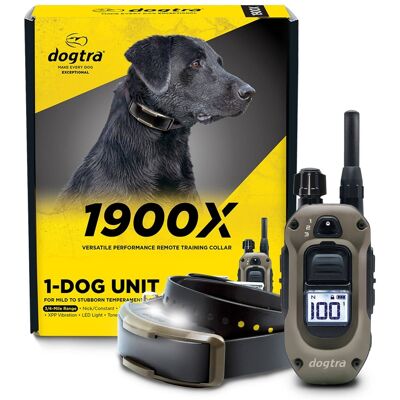 Dogtra - 1900X E-Collar for Dog Training - 3/4 Mile Range, Waterproof, Rechargeable, Dogs 35 lbs - Beige/Black Dogtra - 1900X E-Collar for Dog Training - 3/4 Mile Range, Waterproof, Rechargeable, Dogs 35 lbs - Beige/Black