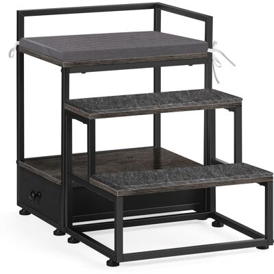 Oumilen - Dark Cat Stairs with Platform and Fabric Drawer - Gray Oumilen - Dark Cat Stairs with Platform and Fabric Drawer - Gray