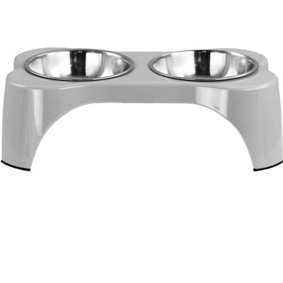 Gibson - Home Bow Wow Meow 3 Piece Elevated Pet Bowl Dinner Set in Grey - Gray Gibson - Home Bow Wow Meow 3 Piece Elevated Pet Bowl Dinner Set in Grey - Gray