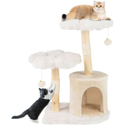 Gymax - Cute Solid Wood Cat Tree Natural Branch Modern Flower Cat Tower w/Soft Long Gymax - Cute Solid Wood Cat Tree Natural Branch Modern Flower Cat Tower w/Soft Long