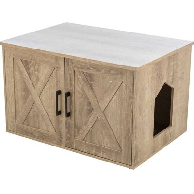 TRIXIE - XL Farmhouse Litter Box Enclosure, Hidden Litter Box Cabinet or End Table - Gray TRIXIE - XL Farmhouse Litter Box Enclosure, Hidden Litter Box Cabinet or End Table - Gray