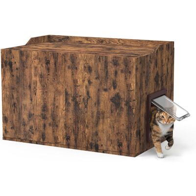 Viviendo - Cat Litter Box Enclosure Side Table, Waterproof Plastic Hidden Cat Box Cabinet with Front Door, Indoor/Outdoor - Rusty Brown Viviendo - Cat Litter Box Enclosure Side Table, Waterproof Plastic Hidden Cat Box Cabinet with Front Door, Indoor/Outdoor - Rusty Brown