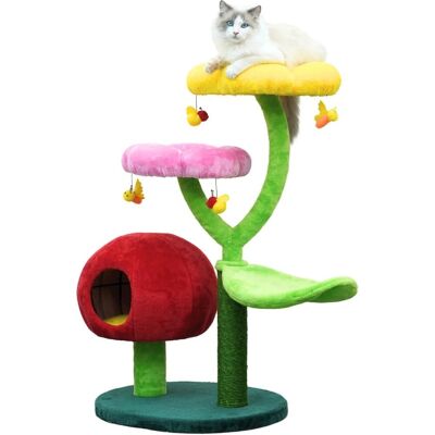 Catry - Gum Drop 4-Level 39.5” Mushroom Cat Tree with a Replceable Scratcher - Green Catry - Gum Drop 4-Level 39.5” Mushroom Cat Tree with a Replceable Scratcher - Green