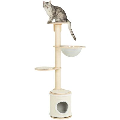 TRIXIE - Mateo Wooden & Sisal 4-Level 54.3" Wall Mount Cat Tree, Scratching Posts & Condo - Natural/White TRIXIE - Mateo Wooden & Sisal 4-Level 54.3" Wall Mount Cat Tree, Scratching Posts & Condo - Natural/White