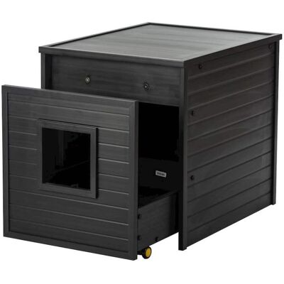 New Age Pet - ECOFLEX Freedom Litter Loo End Table with Pull Out Drawer for Easy Clean - Black New Age Pet - ECOFLEX Freedom Litter Loo End Table with Pull Out Drawer for Easy Clean - Black