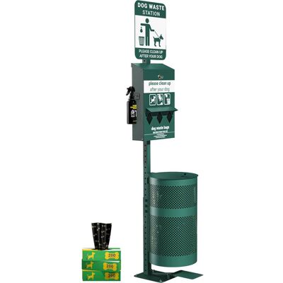 Emma + Oliver - Pet Waste Station-Pull Out Bag Dispenser-Sanitizer Bottle-Pedal Trash Can - Green Emma + Oliver - Pet Waste Station-Pull Out Bag Dispenser-Sanitizer Bottle-Pedal Trash Can - Green