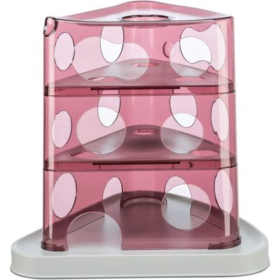 TRIXIE - Cheese Tower Strategy Game for Cats, Puzzle Toy, Treat Dispenser - Berry/Gray TRIXIE - Cheese Tower Strategy Game for Cats, Puzzle Toy, Treat Dispenser - Berry/Gray