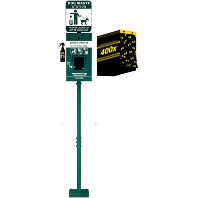 Emma + Oliver - Mini Pet Waste Station-Pull Out Waste Bag Dispenser-Hand Sanitizer Bottle - Green Emma + Oliver - Mini Pet Waste Station-Pull Out Waste Bag Dispenser-Hand Sanitizer Bottle - Green