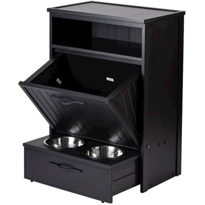 New Age Pet - Brea Dog Food Pantry Double Dog Bowl-Espresso - Black New Age Pet - Brea Dog Food Pantry Double Dog Bowl-Espresso - Black