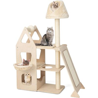 Gymax - 52'' Tall Cat Tree w/ Scratching Post Ball & Board Plush Condo Padded Perch Gymax - 52'' Tall Cat Tree w/ Scratching Post Ball & Board Plush Condo Padded Perch