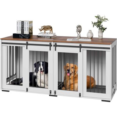 VEVOR - 72" Dog Crate Furniture for 2 Dogs, Double Dog Crate Furniture with Double Sliding Doors VEVOR - 72" Dog Crate Furniture for 2 Dogs, Double Dog Crate Furniture with Double Sliding Doors