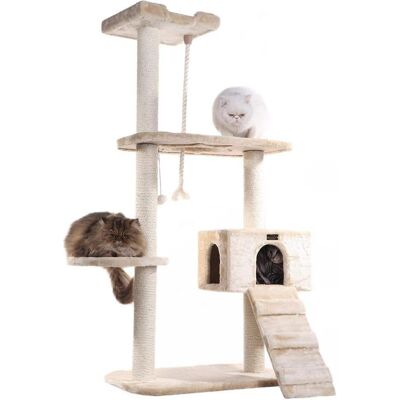 Armarkat - Natural Sisal Real Wood Scratching Cat Tree 58 Height - Beige Armarkat - Natural Sisal Real Wood Scratching Cat Tree 58 Height - Beige