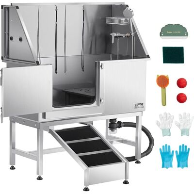 VEVOR - Stainless Steel Dog Washing Station, 50 inch Pet Grooming Tub w/ Ramp, PE Water Filter Board VEVOR - Stainless Steel Dog Washing Station, 50 inch Pet Grooming Tub w/ Ramp, PE Water Filter Board