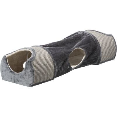 TRIXIE - Sisal & Plush 1-Level Cat Condos with Scratching Surface, Tunnel & Cat Toy - Gray TRIXIE - Sisal & Plush 1-Level Cat Condos with Scratching Surface, Tunnel & Cat Toy - Gray