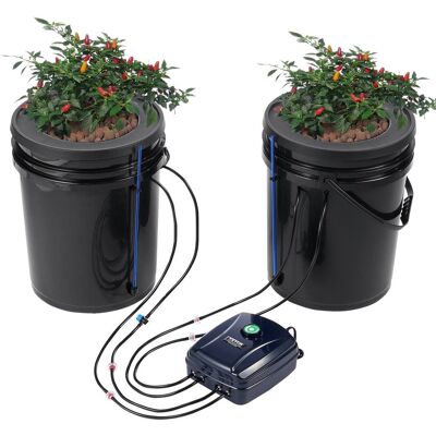 VEVOR - DWC Hydroponics Grow System, Hydroponic Growing System with Top Drip Kit, Deep Water Culture 5-Gallon 2 Buckets - Black VEVOR - DWC Hydroponics Grow System, Hydroponic Growing System with Top Drip Kit, Deep Water Culture 5-Gallon 2 Buckets - Black