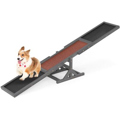 Gymax - Wooden Dog Agility Seesaw Dog Exercise & Play Set Outdoor Run Game Toy Grey - Gray Gymax - Wooden Dog Agility Seesaw Dog Exercise & Play Set Outdoor Run Game Toy Grey - Gray