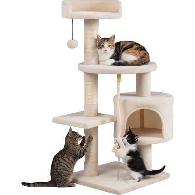 Gymax - Cat Tree 36'' Cat Tower w/CondoTop Perch Sisal Scratching Posts & Hanging Rope Beige Gymax - Cat Tree 36'' Cat Tower w/CondoTop Perch Sisal Scratching Posts & Hanging Rope Beige