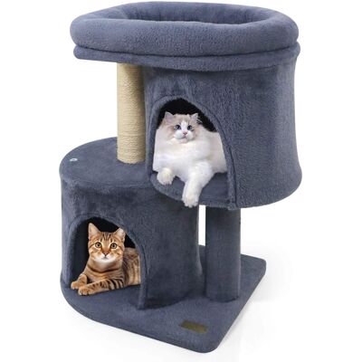 Costway - 26" Small Cat Tree with Large Padded Plush Perch, 2 Condos, Sisal Scratching Posts Costway - 26" Small Cat Tree with Large Padded Plush Perch, 2 Condos, Sisal Scratching Posts