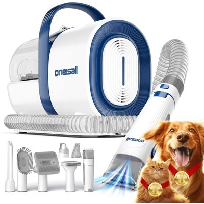 Oneisall - 7 in 1 Pet Grooming Kit Dog Clipper Vacuum, Paw Trimmer, Nail Grinder, Shedding Brush,12000Pa High Suction Oneisall - 7 in 1 Pet Grooming Kit Dog Clipper Vacuum, Paw Trimmer, Nail Grinder, Shedding Brush,12000Pa High Suction