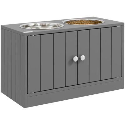 Pawhut - Elevated Bowls with Cabinet Containing 44L Capacity, Raised Bowl Stand, Food Bowl, Dog Feeding Station - Gray Pawhut - Elevated Bowls with Cabinet Containing 44L Capacity, Raised Bowl Stand, Food Bowl, Dog Feeding Station - Gray