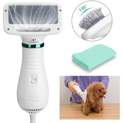 Ownpets - 2 in 1 Pet Hair Dryer Blower Slicker Brush for Dogs Cats Grooming Ownpets - 2 in 1 Pet Hair Dryer Blower Slicker Brush for Dogs Cats Grooming