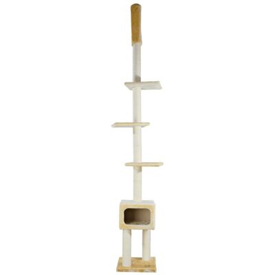 TRIXIE - Santander Plush & Sisal Adjustable 96"-108" Cat Tower with Scratching Posts - Beige TRIXIE - Santander Plush & Sisal Adjustable 96"-108" Cat Tower with Scratching Posts - Beige