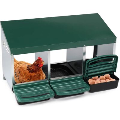 Winado - Chicken Nesting Boxes, 3 Hole Metal Chicken Egg Laying Box for Chicken Coop - Green Winado - Chicken Nesting Boxes, 3 Hole Metal Chicken Egg Laying Box for Chicken Coop - Green