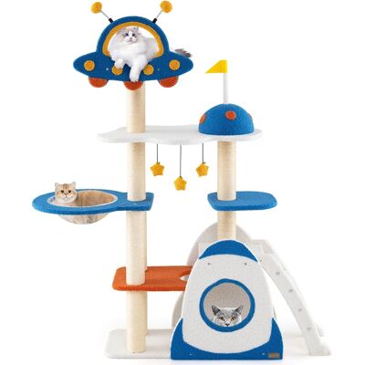 Gymax - Space Theme Cat Tree w/ Sisal Covered Scratching Posts UFO-shaped Top Perch Gymax - Space Theme Cat Tree w/ Sisal Covered Scratching Posts UFO-shaped Top Perch