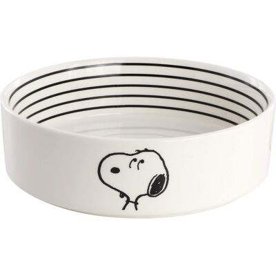 Peanuts - Snoopy Suppertime Favorites 6.5in Stoneware Pet Bowl - White and Black Peanuts - Snoopy Suppertime Favorites 6.5in Stoneware Pet Bowl - White and Black