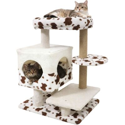 Costway - Modern Cat Tree with Wide Upholstered Perch & 2-Entrance Cat Condo Scratching Posts Costway - Modern Cat Tree with Wide Upholstered Perch & 2-Entrance Cat Condo Scratching Posts