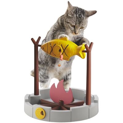 PetPals - Grilled Fish Toy Slow Feeder and Treat Dispenser with Rotating Fish - Gray PetPals - Grilled Fish Toy Slow Feeder and Treat Dispenser with Rotating Fish - Gray