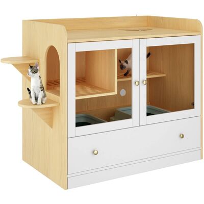 FUFU & GAGA - Premium Multi-Functional Cat Cabinet – Luxury Cat House with Hidden Litter Box & Activity Zones FUFU & GAGA - Premium Multi-Functional Cat Cabinet – Luxury Cat House with Hidden Litter Box & Activity Zones